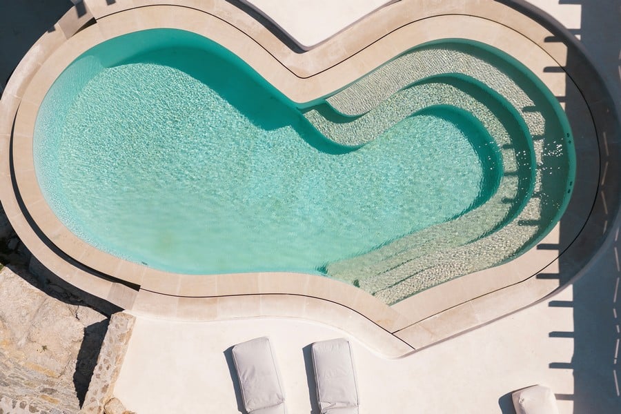 Lovia Mykonos swimming pool from above